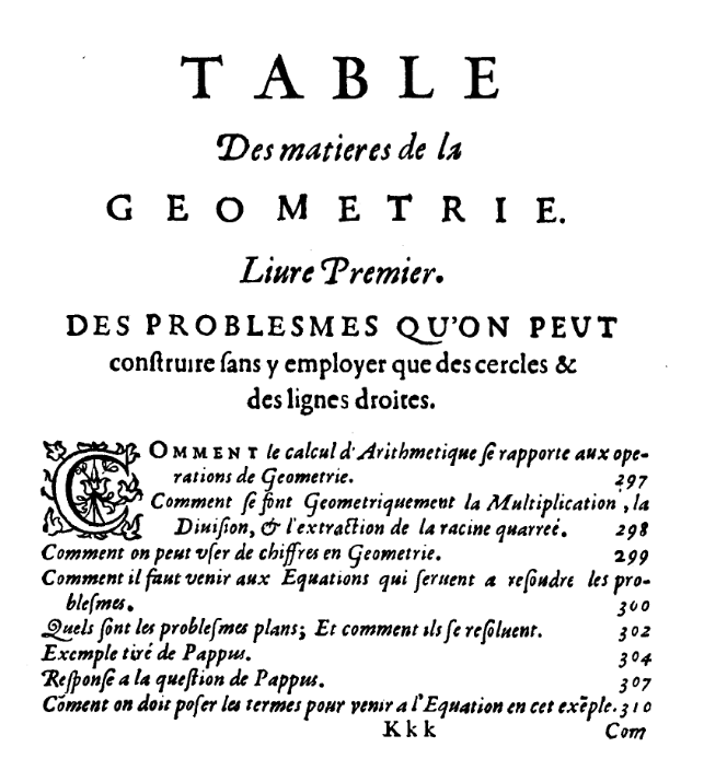 Rene Descartes, La Géométrie