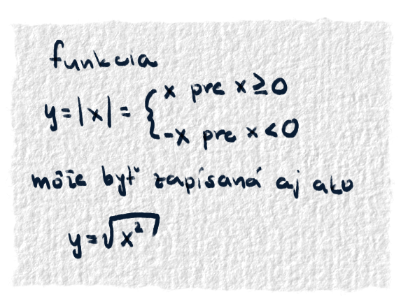 Absolútna hodnota z x môže byť zapísaná aj ako druhá odmocnina z x na druhú.